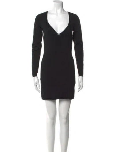 Pre-owned Alexander Wang V-neck Mini Dress In Black