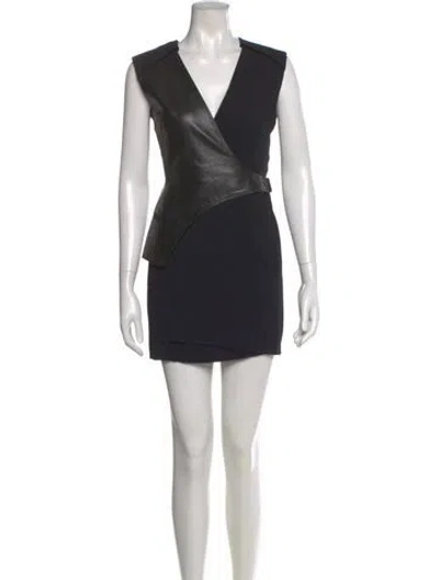 Pre-owned Alexander Wang V-neck Mini Dress In Black