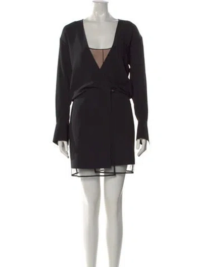 Pre-owned Alexander Wang V-neck Mini Dress In Black
