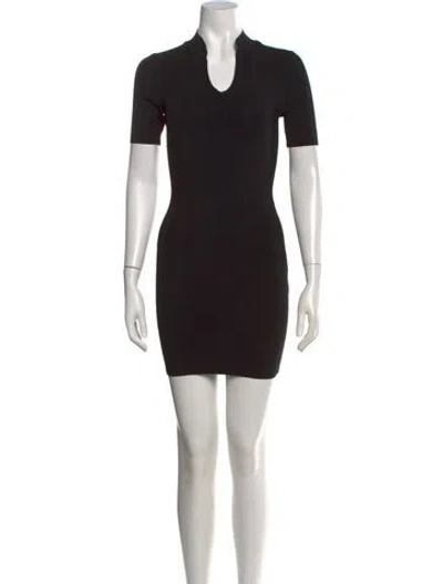 Pre-owned Alexander Wang V-neck Mini Dress In Black