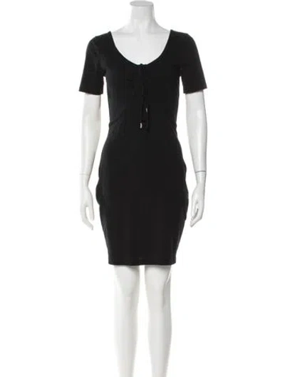 Pre-owned Alexander Wang V-neck Mini Dress In Black