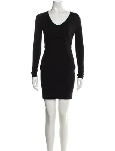 Pre-owned Alexander Wang V-neck Mini Dress In Black