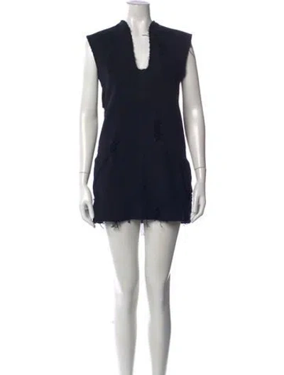 Pre-owned Alexander Wang V-neck Mini Dress In Blue