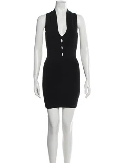 Pre-owned Alexander Wang V-neck Mini Dress W/ Tags In Black