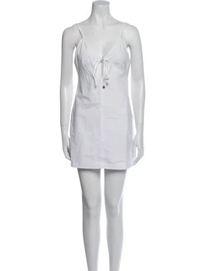 Pre-owned Alexander Wang V-neck Mini Dress In White