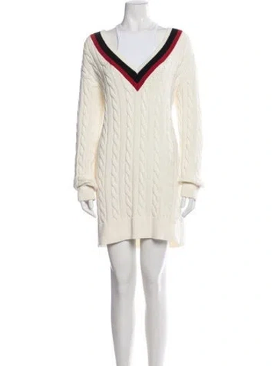 Pre-owned Alexander Wang V-neck Mini Dress In White