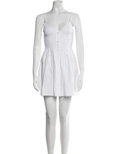 Pre-owned Alexander Wang V-neck Mini Dress In White