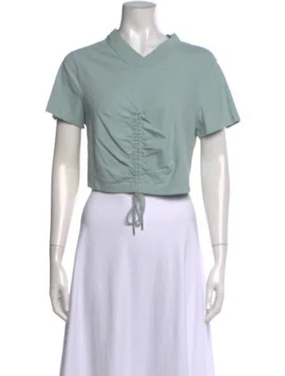 Pre-owned Alexander Wang V-neck Short Sleeve Crop Top In Blue