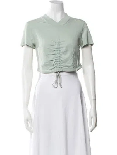Pre-owned Alexander Wang V-neck Short Sleeve Crop Top In White