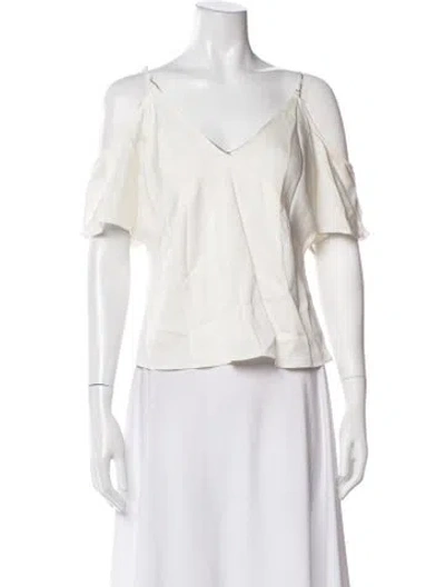 Pre-owned Alexander Wang V-neck Short Sleeve Top In White