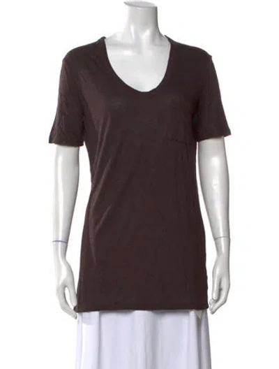 Pre-owned Alexander Wang V-neck Short Sleeve T-shirt In Brown