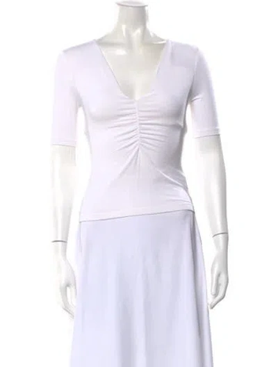 Pre-owned Alexander Wang V-neck Short Sleeve T-shirt In White