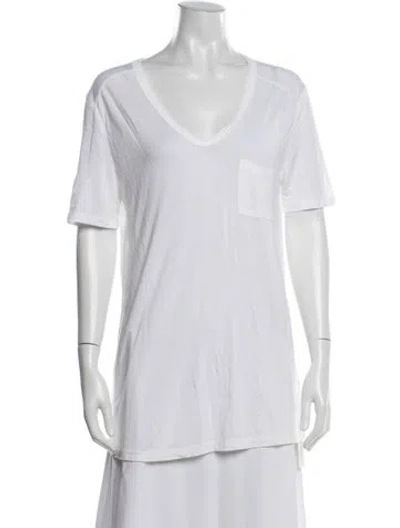 Pre-owned Alexander Wang V-neck Short Sleeve T-shirt In White