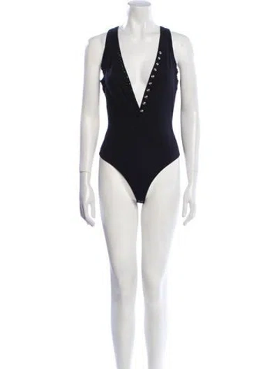 Pre-owned Alexander Wang V-neck Sleeveless Bodysuit In Black