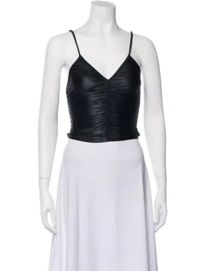 Pre-owned Alexander Wang V-neck Sleeveless Crop Top In Black
