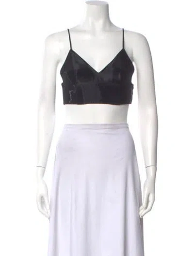 Pre-owned Alexander Wang V-neck Sleeveless Crop Top In Black