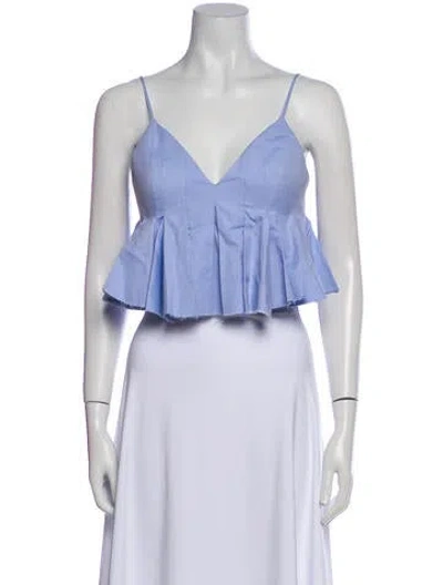 Pre-owned Alexander Wang V-neck Sleeveless Crop Top In Blue