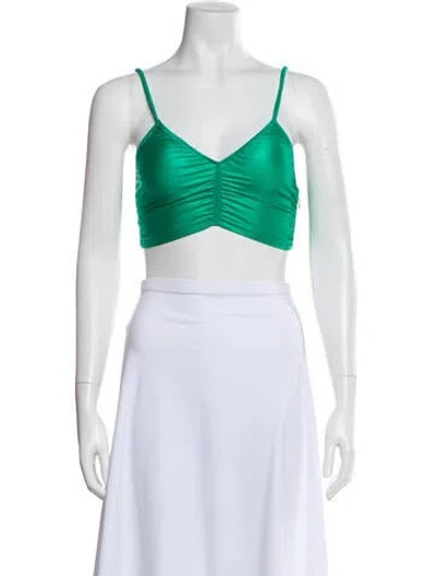 Pre-owned Alexander Wang V-neck Sleeveless Crop Top In Green