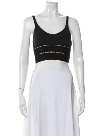 Pre-owned Alexander Wang V-neck Sleeveless Sports Bra In Black