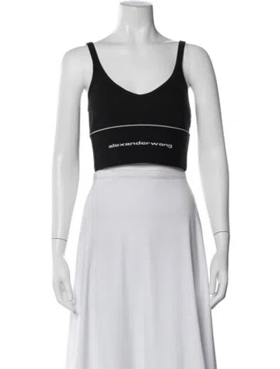 Pre-owned Alexander Wang V-neck Sleeveless Sports Bra In Black