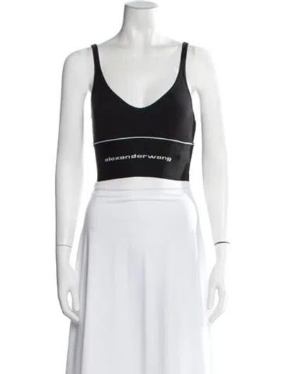 Pre-owned Alexander Wang V-neck Sleeveless Sports Bra In Black