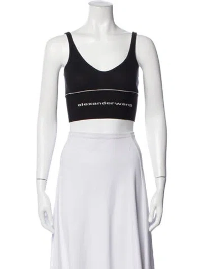 Pre-owned Alexander Wang V-neck Sleeveless Sports Bra In Black