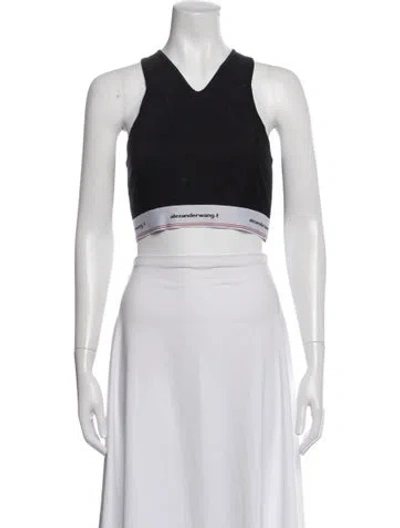 Pre-owned Alexander Wang V-neck Sleeveless Sports Bra In Black