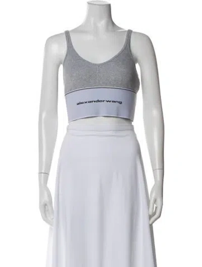 Pre-owned Alexander Wang V-neck Sleeveless Sports Bra In Gray