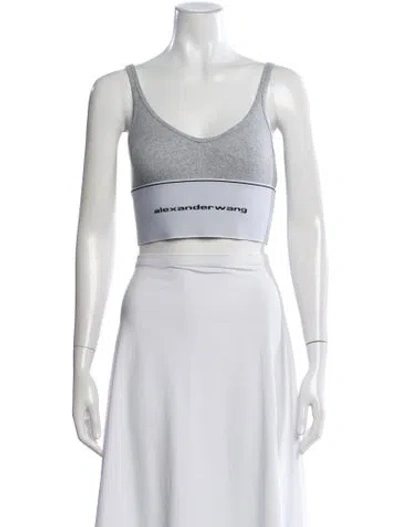 Pre-owned Alexander Wang V-neck Sleeveless Sports Bra In Gray