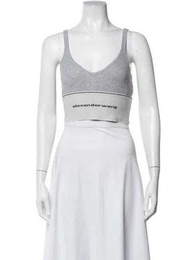 Pre-owned Alexander Wang V-neck Sleeveless Sports Bra In Grey