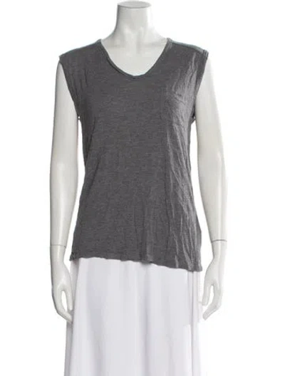 Pre-owned Alexander Wang V-neck Sleeveless T-shirt In Gray