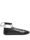 Alexander Wang Vyolette Sheep Leather Lace-up Flat In Black