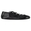 Alexander Wang Vyolette Lace-up Flats In Black Leather In Black
