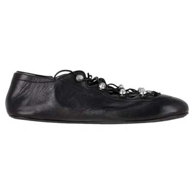 Alexander Wang Vyolette Lace-up Flats In Black Leather