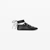 Alexander Wang Vyolette Sheep Leather Lace-up Flat In Black
