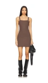 Alexander Wang Waffle Cami Dress In Chocolate Brown