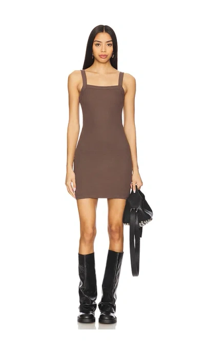Alexander Wang Waffle Cami Dress In Chocolate Brown