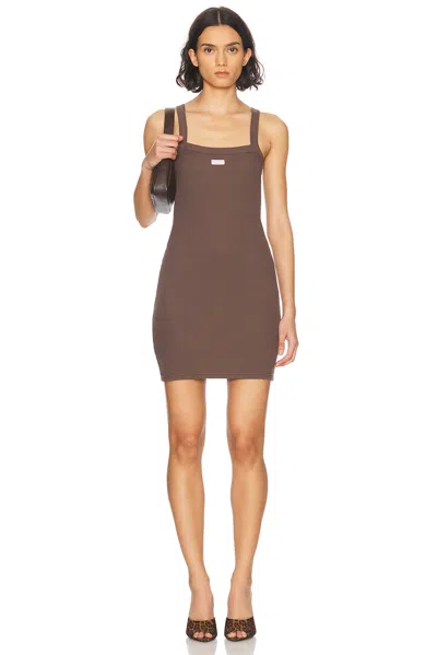 Alexander Wang Waffle Cami Dress In Chocolate Brown
