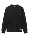 Alexander Wang Unisex Long Sleeve In Cotton Waffle Thermal In Black