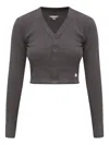 Alexander Wang Waffle-knit Button Top In Gray