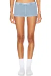 Alexander Wang Waffle Mini Short In Washed Blue