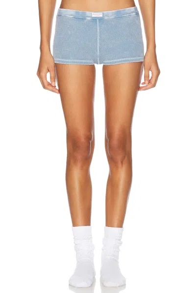 Alexander Wang Waffle Mini Short In Washed Blue