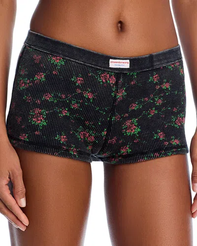 Alexander Wang Waffle Shorts In Washed Black Multi