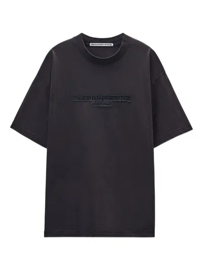 Alexander Wang Washed Jersey Oversized Unisex T-shirt Wth Logo Patch In Black