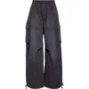 Alexander Wang Black Pre-styled Ripstop Cargo Pants In Washed Jet Black