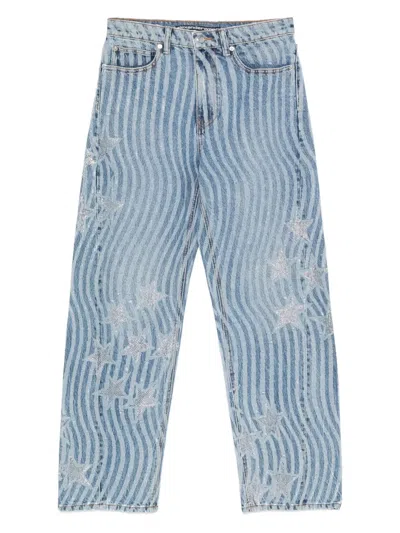 ALEXANDER WANG WAVE-PRINT STAR-EMBELLISHED JEANS