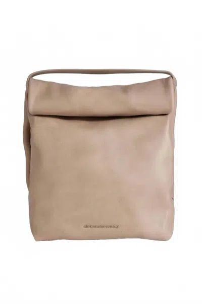 Alexander Wang Waxed Leather Lunch Tote Bag In Mushroom In Beige