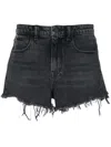 Alexander Wang 'bite' Frayed Cuff Denim Shorts In Black