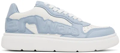 Alexander Wang White & Blue Puff Pebble Leather Sneakers In 976white/blue