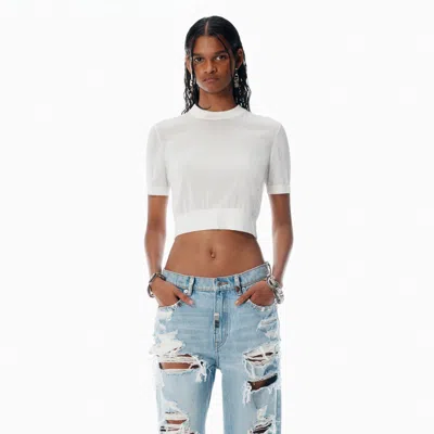 Alexander Wang White Clear Bead Hotfix Crewneck Tee
